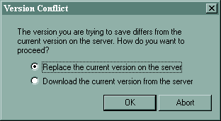 Screenshot of version conflict resolution